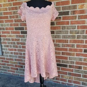 City Studio Misses Lined Pink Lace Hi Low Dress Size 13